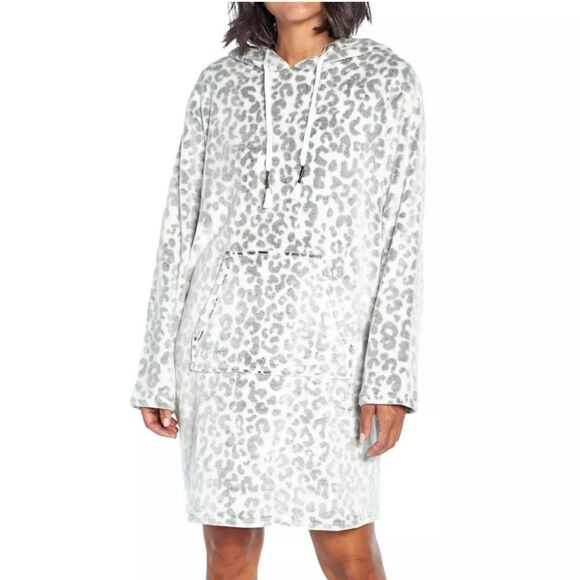 Wildfox Ultra Plush Hooded Lounger Soft Snow Leopard Size S/M - Picture 1 of 11